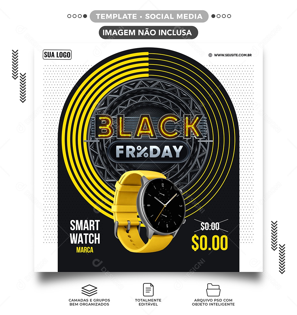 Black Friday Smart Watch Relojoaria Social Media PSD Editável