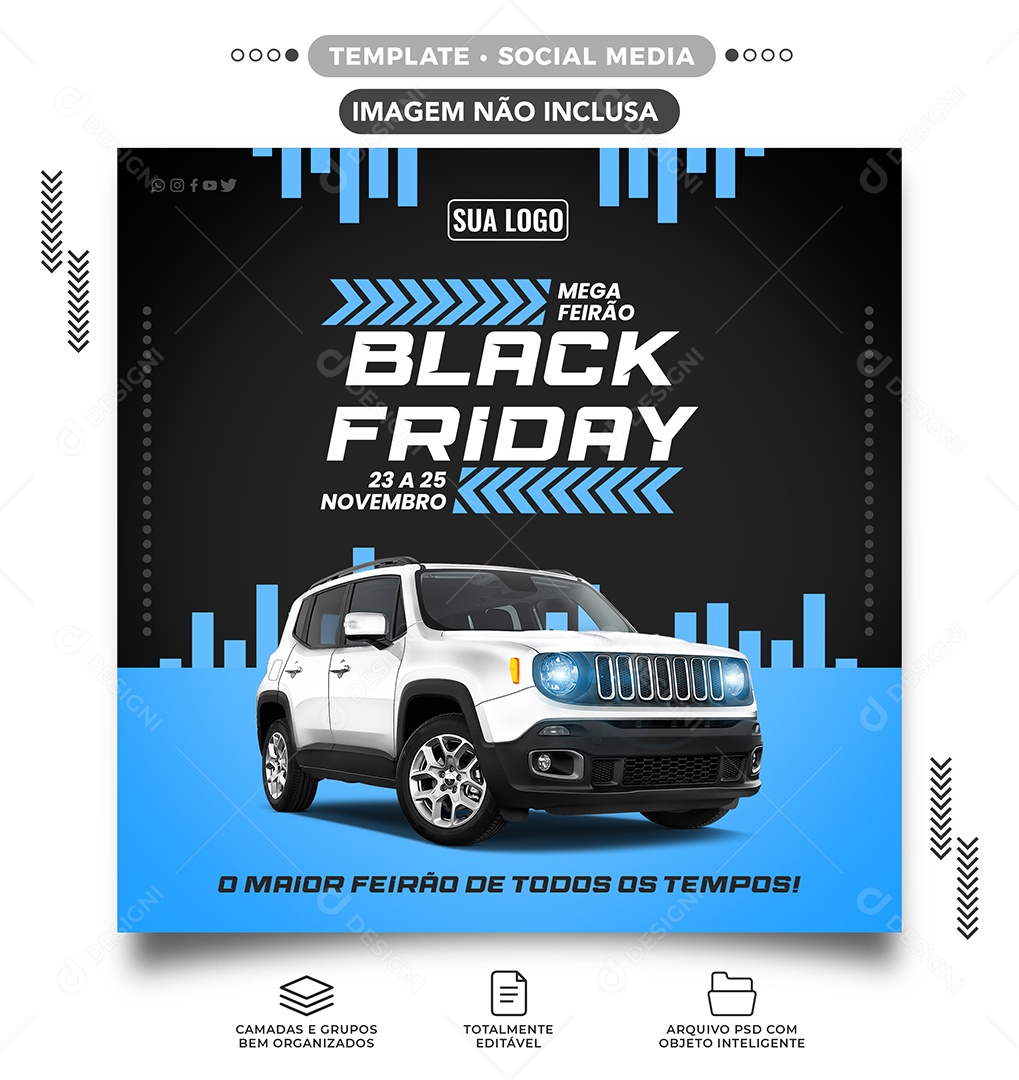 Mega Feirão Black Friday Concessionária Social Media PSD Editável