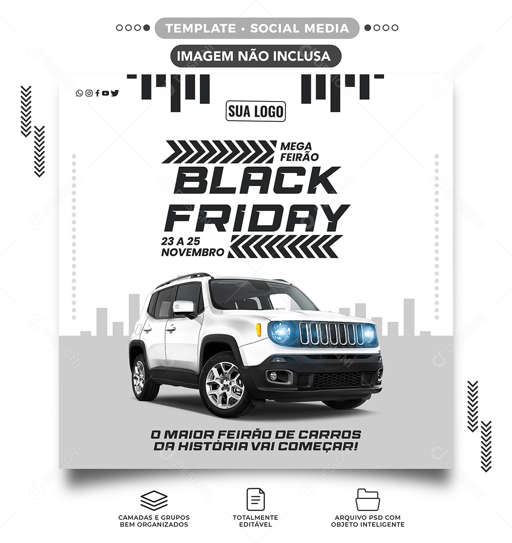 Anunciam a Maior Black Friday para Vendas de Carros Social Media PSD Editável