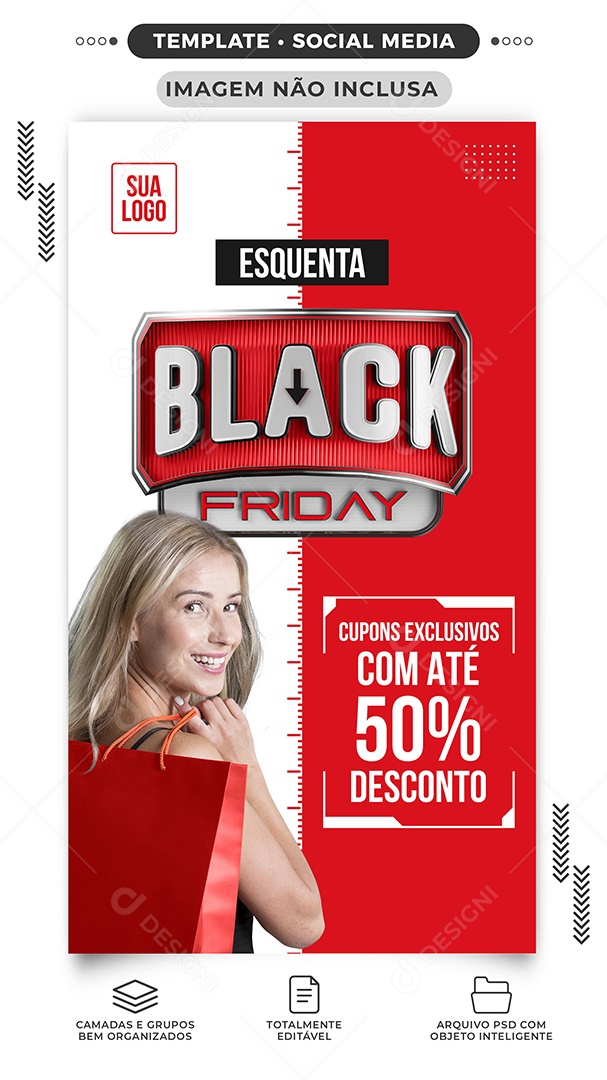 Story Esquenta Black Friday Cupons Exclusivos Com Até 50% Lojas Social Media PSD Editável