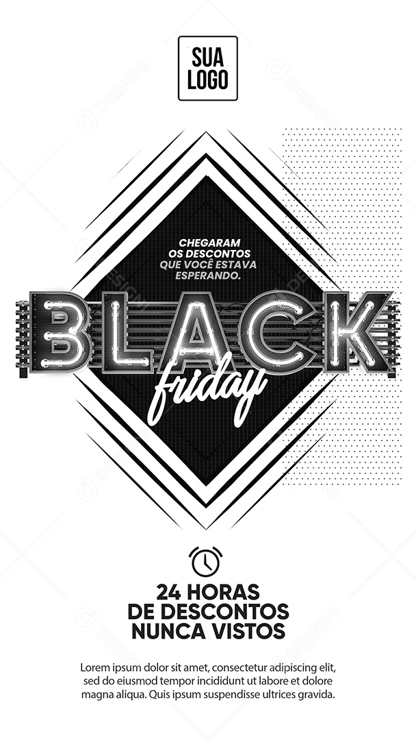 Black Friday 24 Horas de Descontos Lojas Social Media PSD Editável
