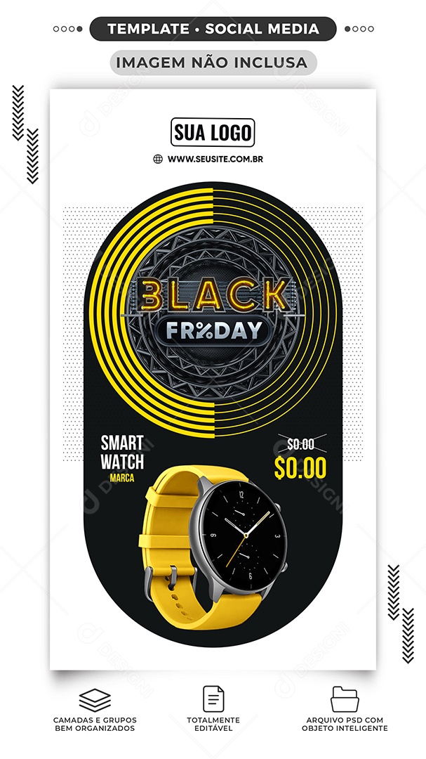 Story Black Friday Smart Watch Relojoaria Social Media PSD Editável