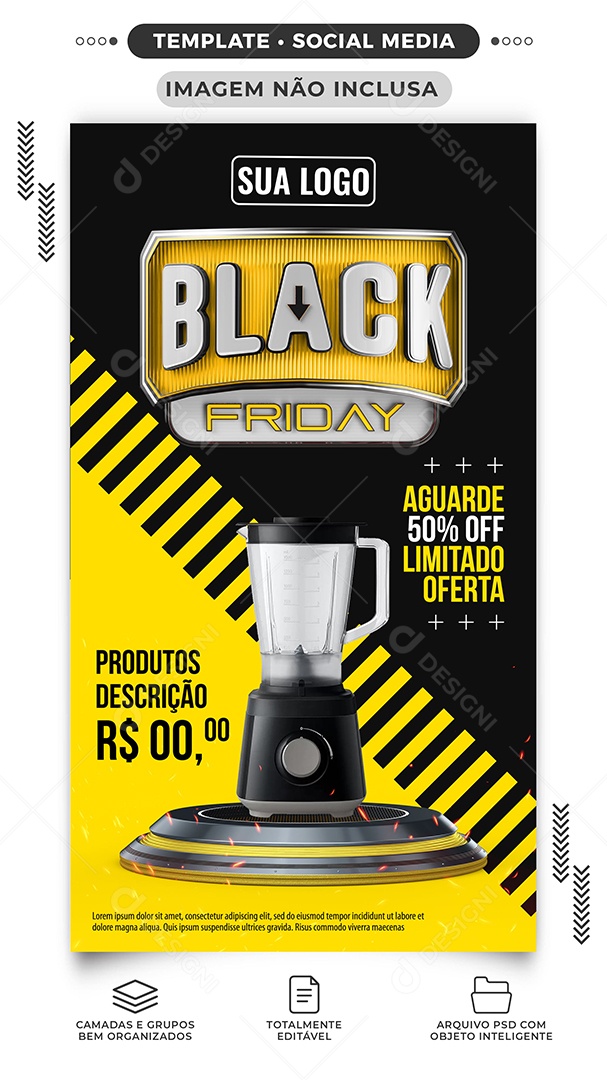 Story Aguarde 50% Off Eletrodomésticos Black Friday Social Media PSD Editável