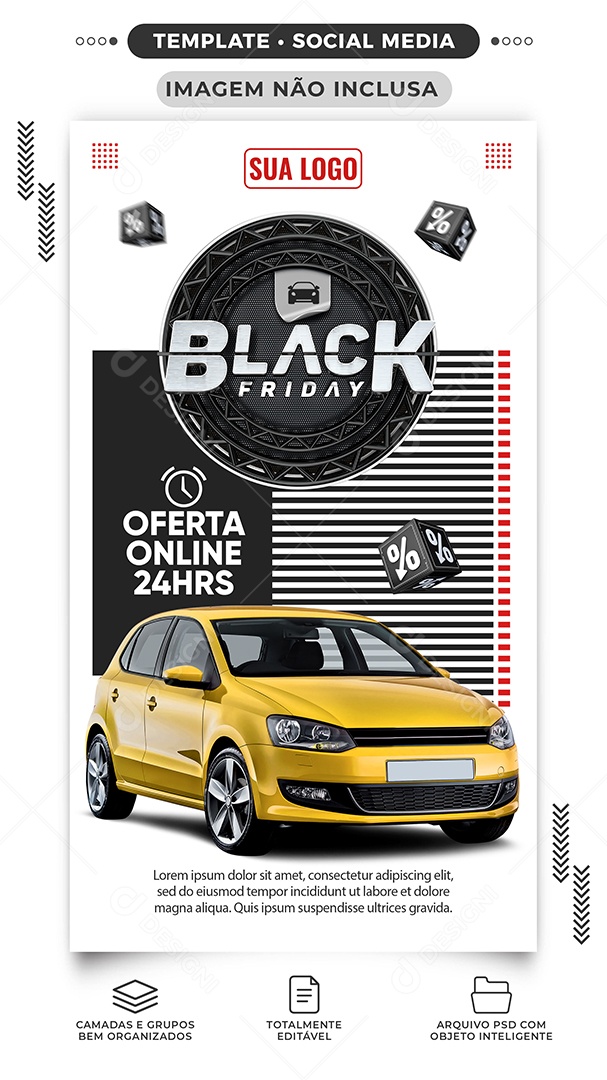 Story Oferta Online 24Hr Black Friday Concessionária Social Media PSD Editável