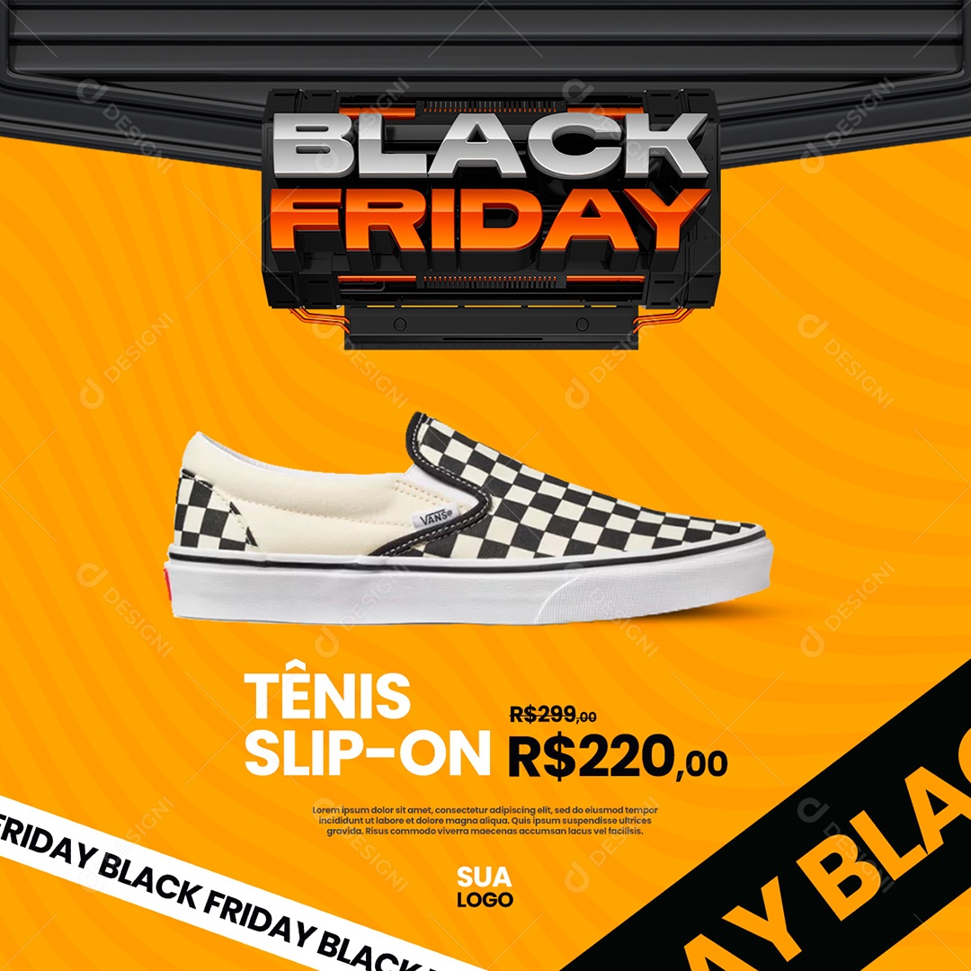 Black Friday Tênis Slip-On  220,00 Lojas de Calçados Social Media PSD Editável