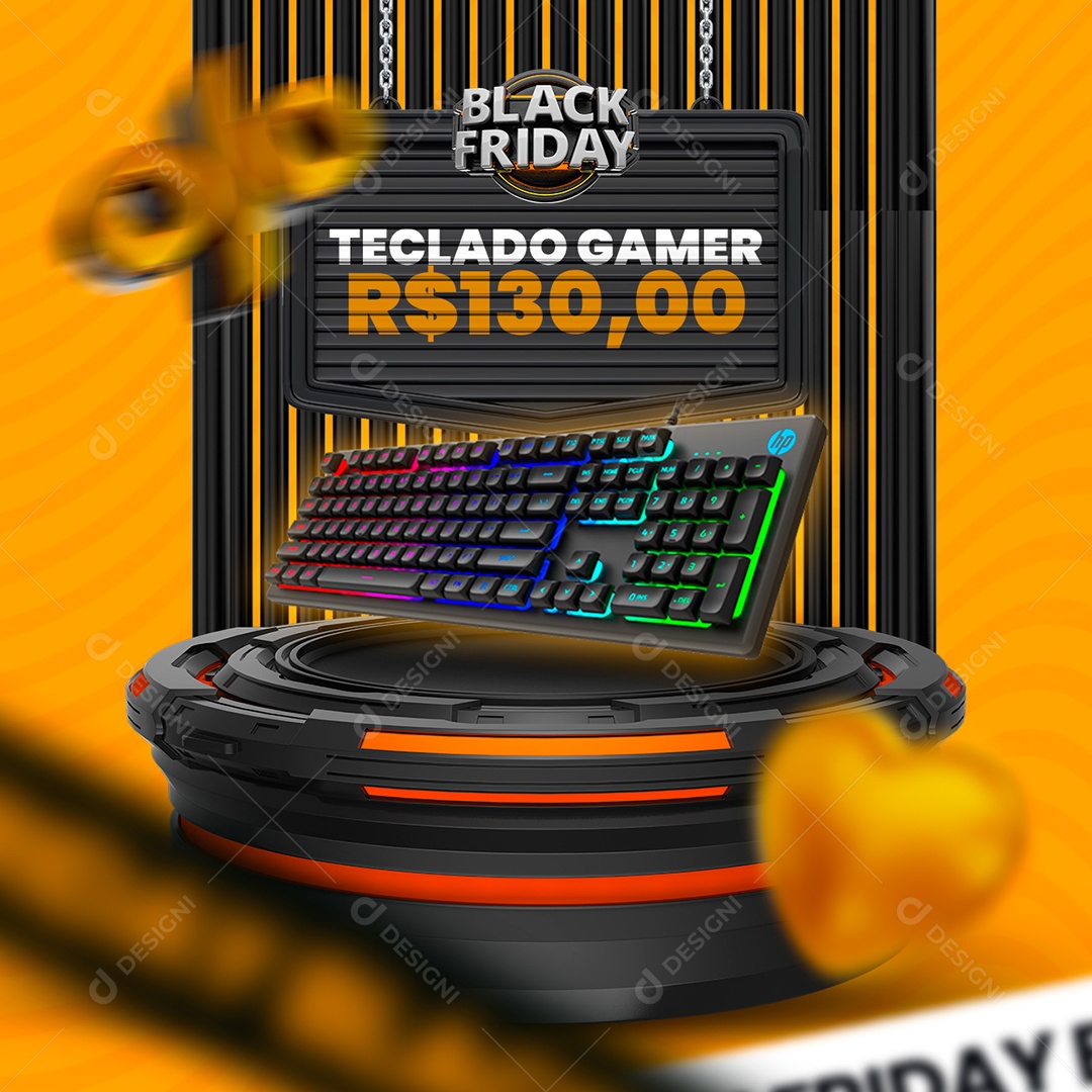 Black Friday Teclado Gamer Loja Eletrônicos Social Media PSD Editável