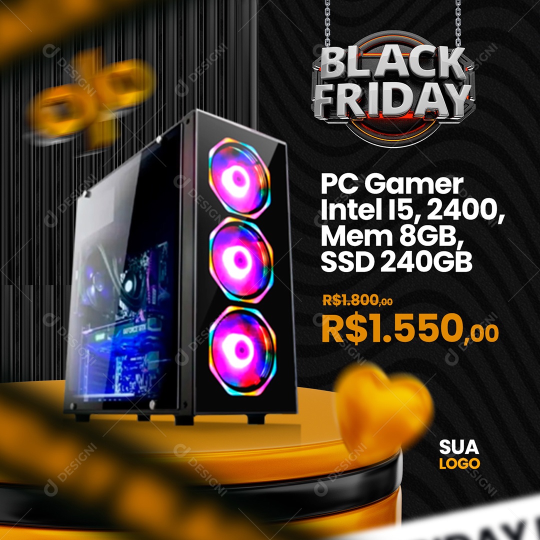 Black Friday PC Gamer Intel i5 Eletrônicos Social Media PSD Editável