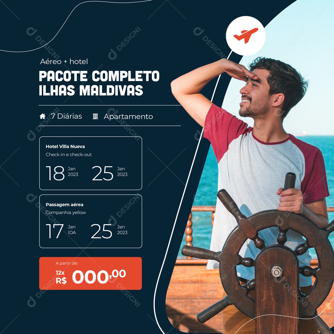 Pacotes Completo Ilhas Maldivas Agência de Viagens e Turismo Social Media PSD Editável