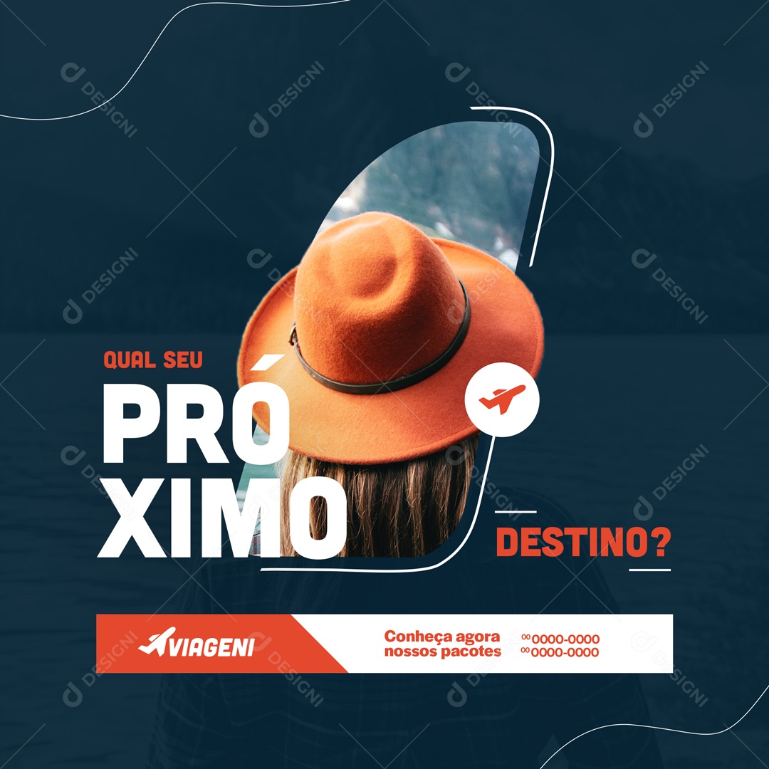 Qual o Seu Próximo Destino? Agência de Viagens e Turismo Social Media PSD Editável
