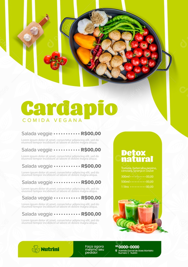 Modelo de Cardápio de Comida Vegana PSD Editável