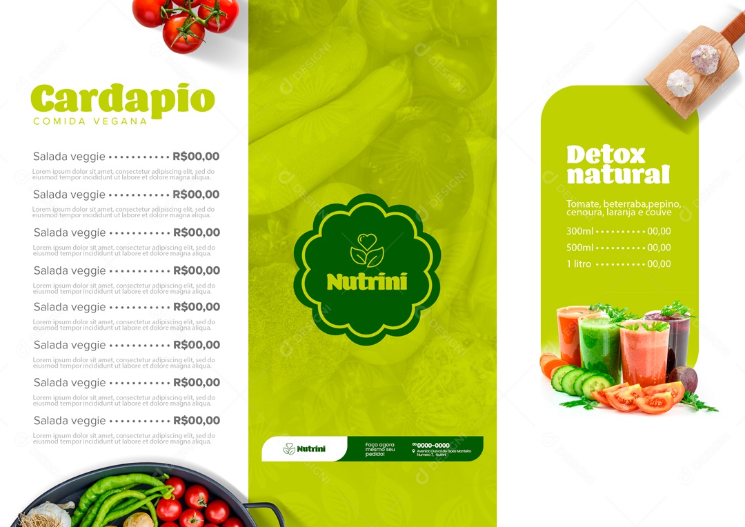 Modelo de Cardápio de Comida Vegana PSD Editável