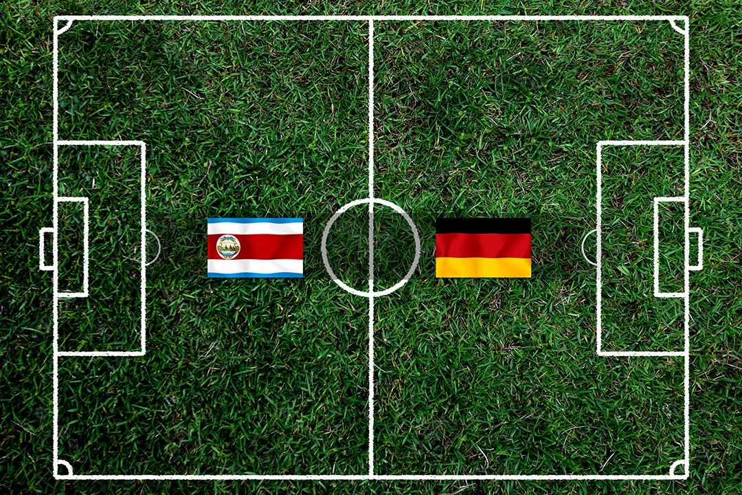 Competição da Copa de Futebol entre o nacional Costa Rica e nacional alemão.