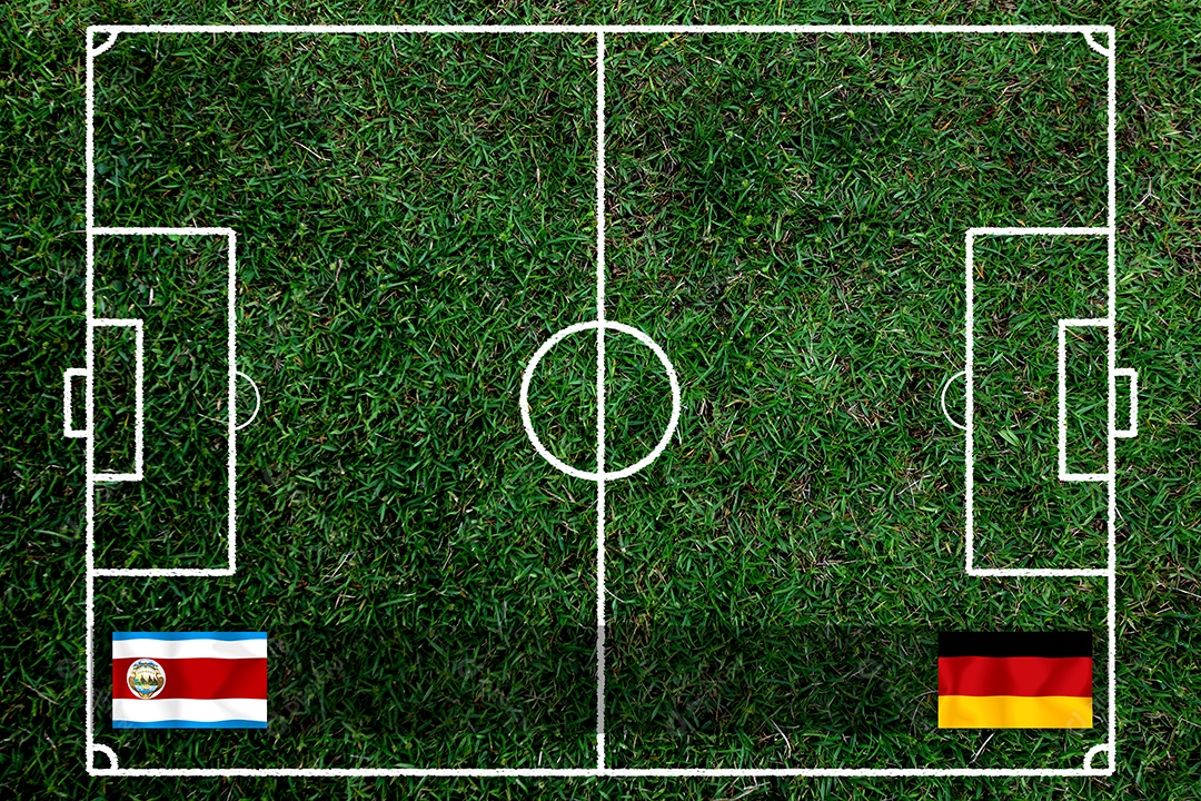 Competição da Copa de Futebol entre o nacional Costa Rica e nacional alemão.