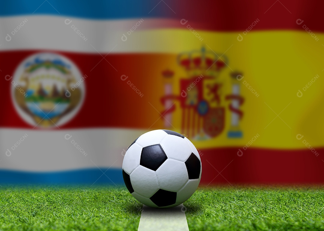Competição da Copa de Futebol entre a Costa Rica nacional e a Espanha