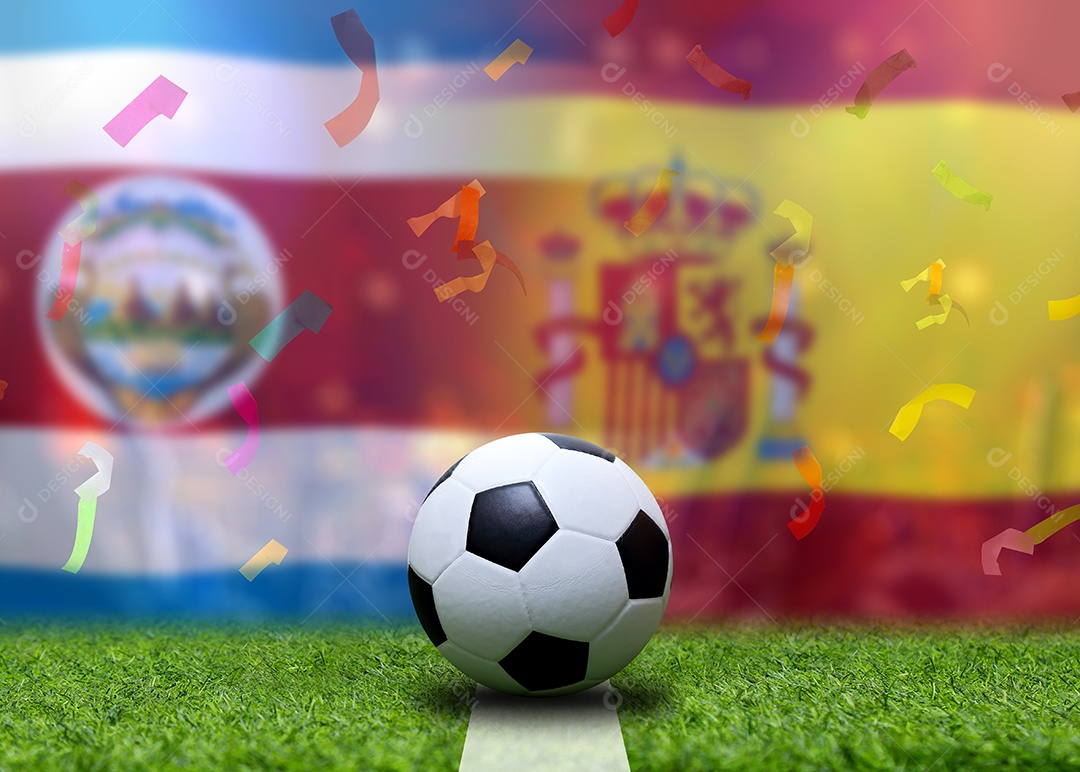Competição da Copa de Futebol entre a Costa Rica nacional e a Espanha