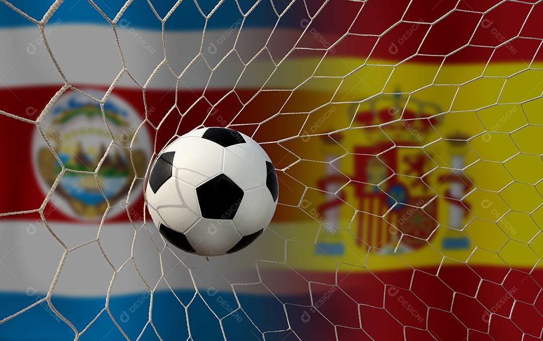 Competição da Copa de Futebol entre a Costa Rica nacional e a Espanha