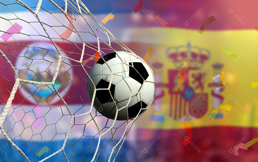 Competição da Copa de Futebol entre a Costa Rica nacional e a Espanha