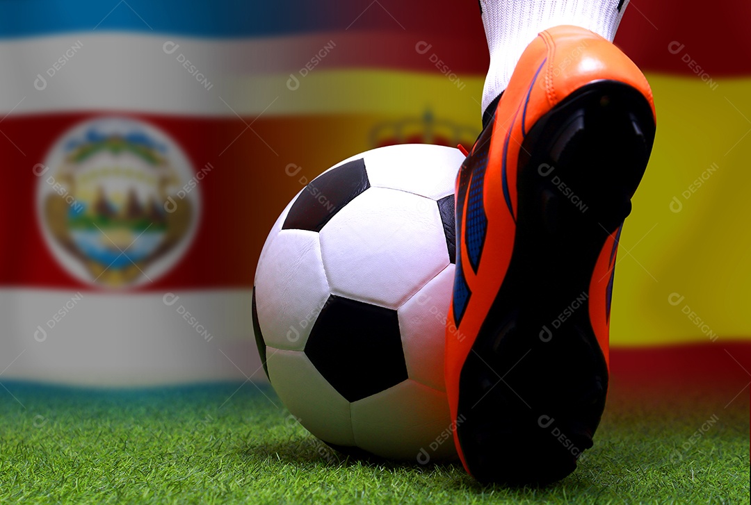 Competição da Copa de Futebol entre a Costa Rica nacional e a Espanha