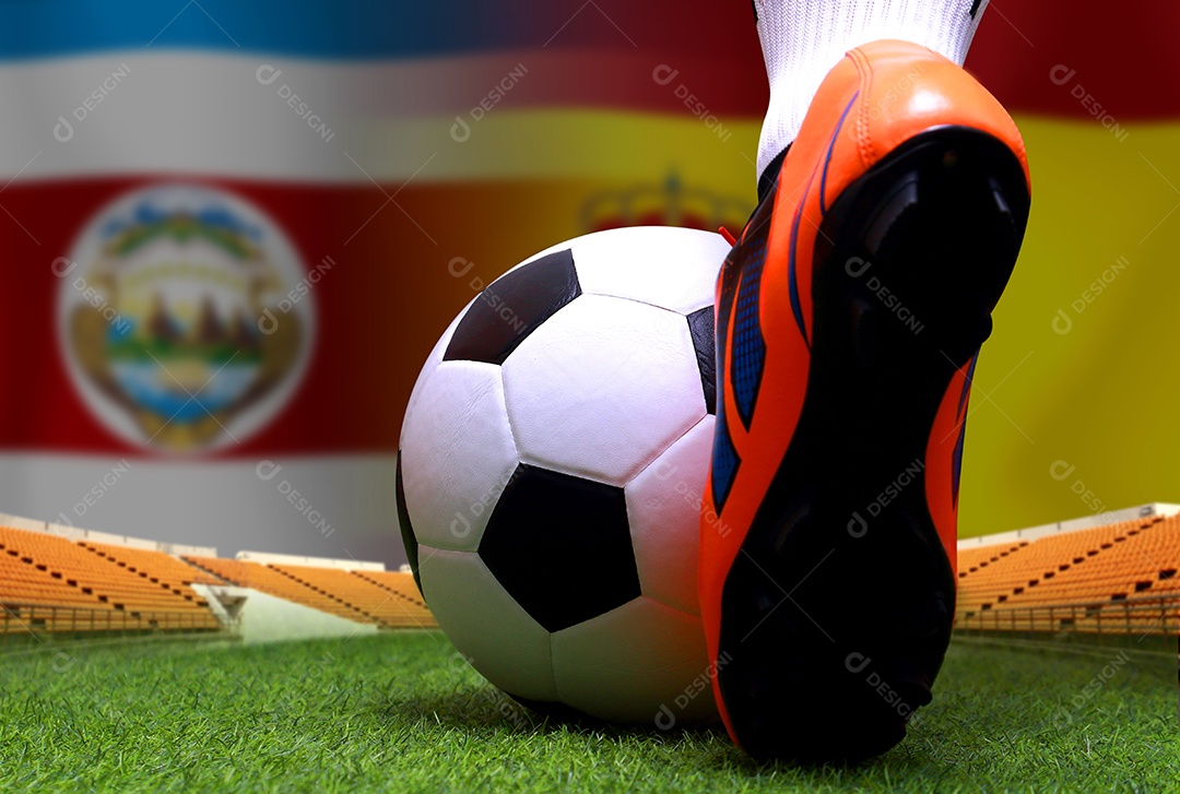 Competição da Copa de Futebol entre a Costa Rica nacional e a Espanha