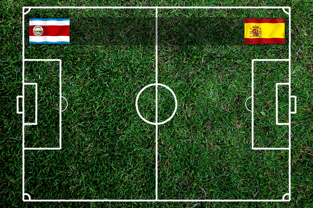 Competição da Copa de Futebol entre a Costa Rica nacional e a Espanha