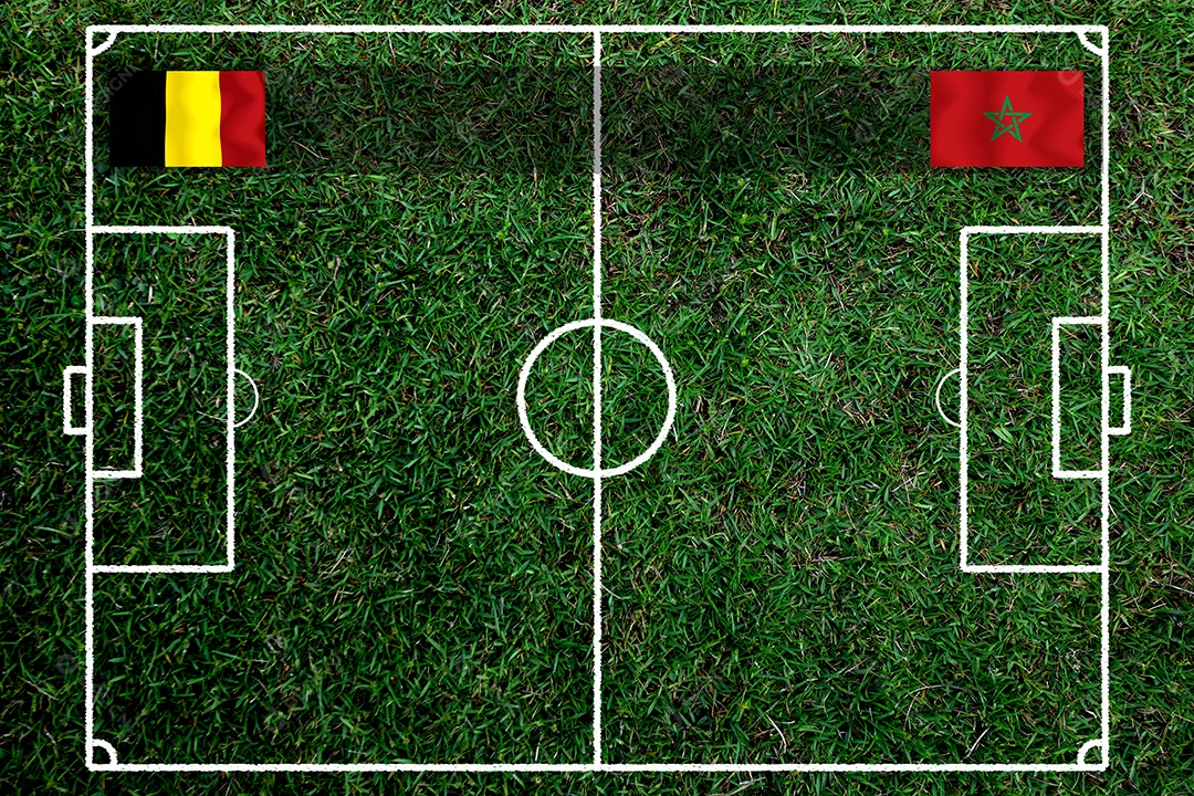 Competição da Taça de Futebol entre a Bélgica nacional e a nacional Marrocos.