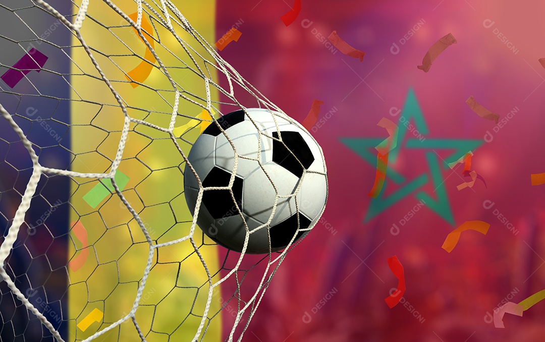 Competição da Taça de Futebol entre a Bélgica nacional e a nacional Marrocos.