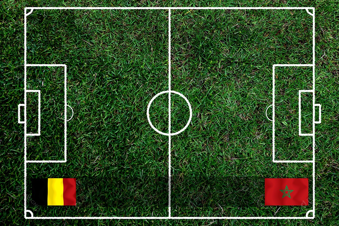 Competição da Taça de Futebol entre a Bélgica nacional e a nacional Marrocos.