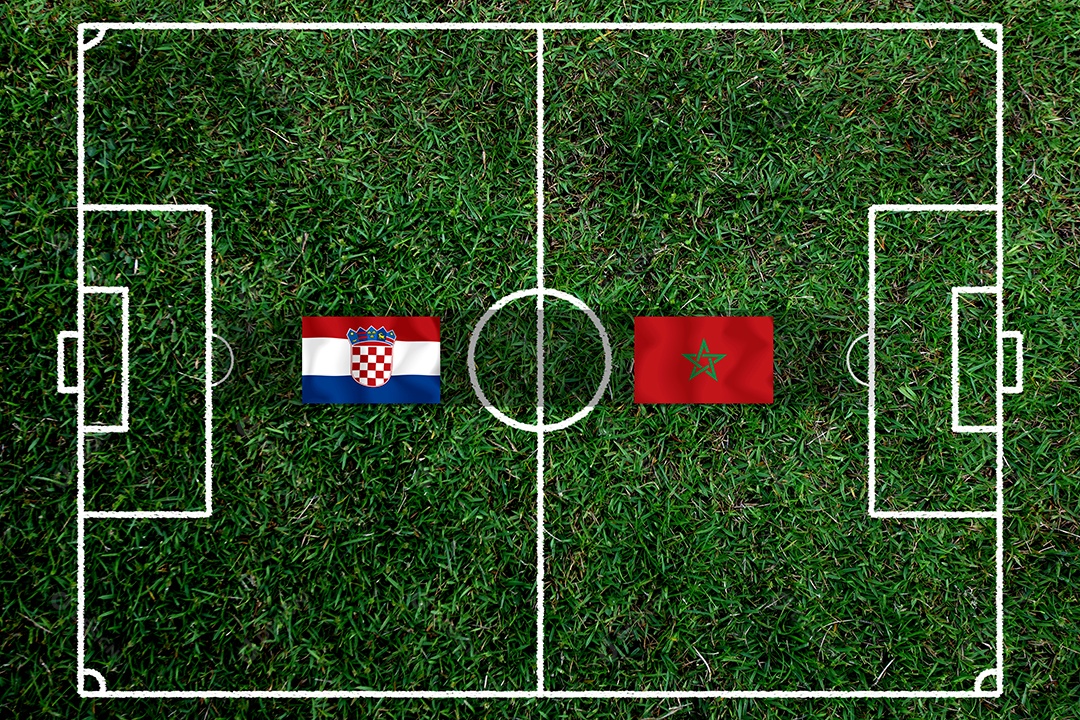 Competição da Taça de Futebol entre a nacional Croácia e a nacional Marrocos.
