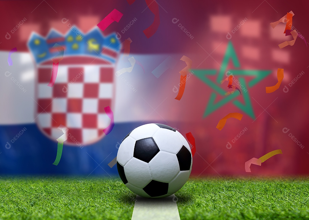 Competição da Taça de Futebol entre a nacional Croácia e a nacional Marrocos.
