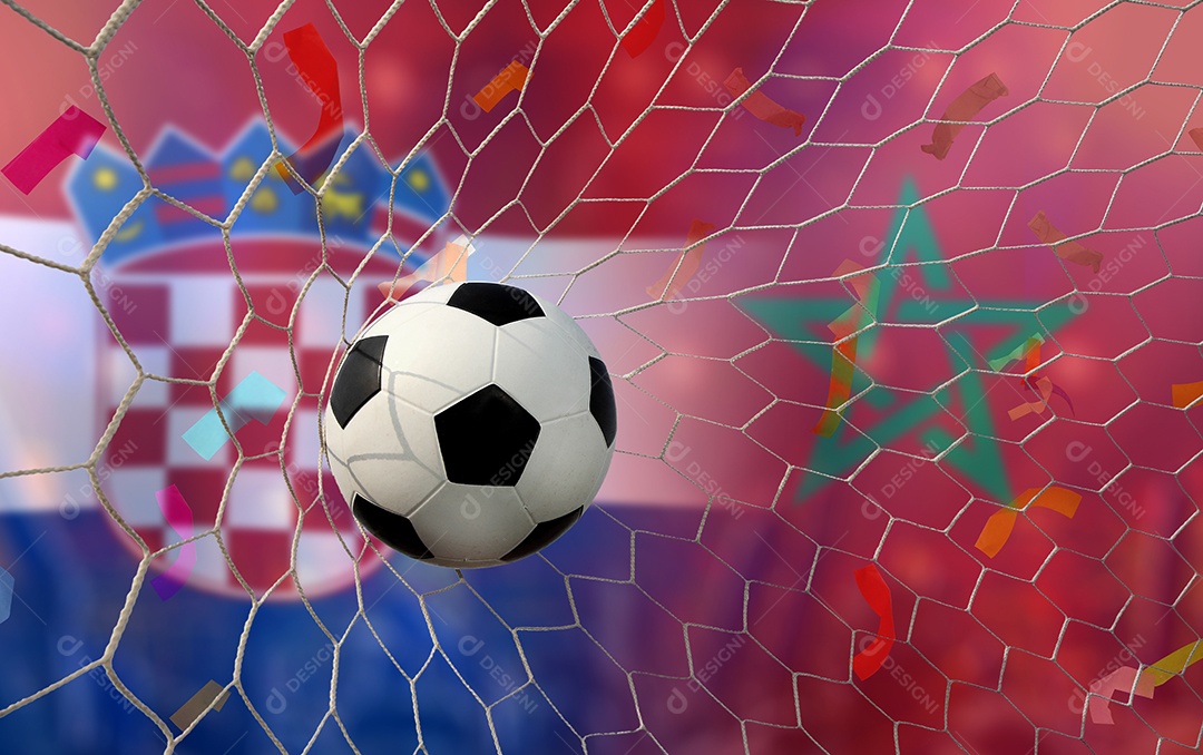 Competição da Taça de Futebol entre a nacional Croácia e a nacional Marrocos.