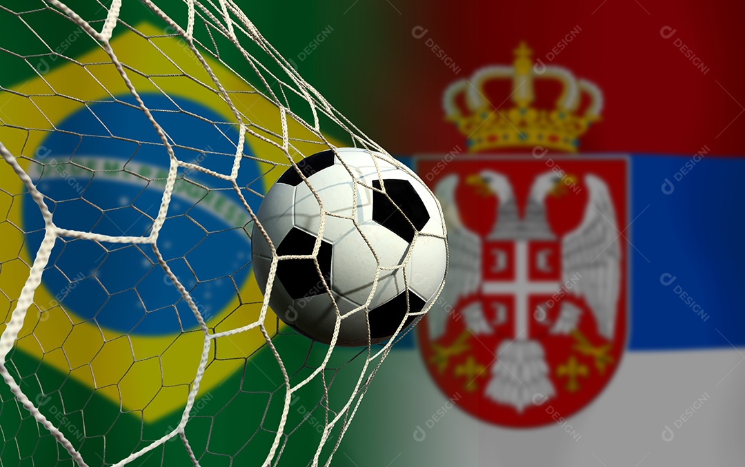 Competição da Copa de Futebol entre o Brasil nacional e a Sérvia nacional.