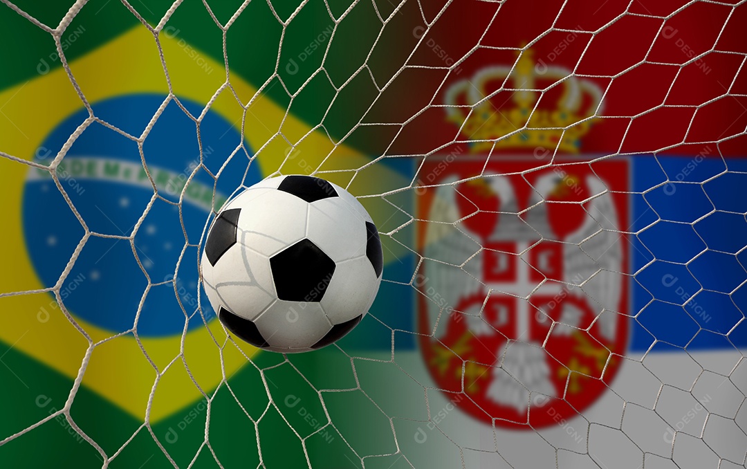 Competição da Copa de Futebol entre o Brasil nacional e a Sérvia nacional.