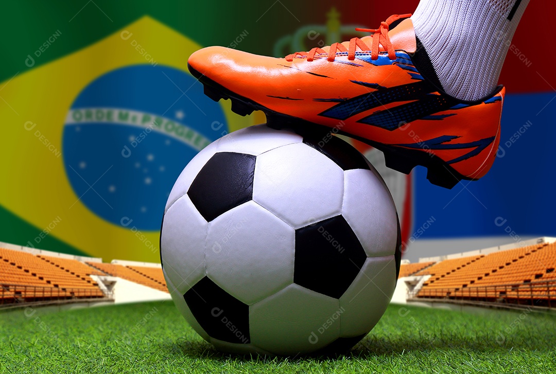 Competição da Copa de Futebol entre o Brasil nacional e a Sérvia nacional.