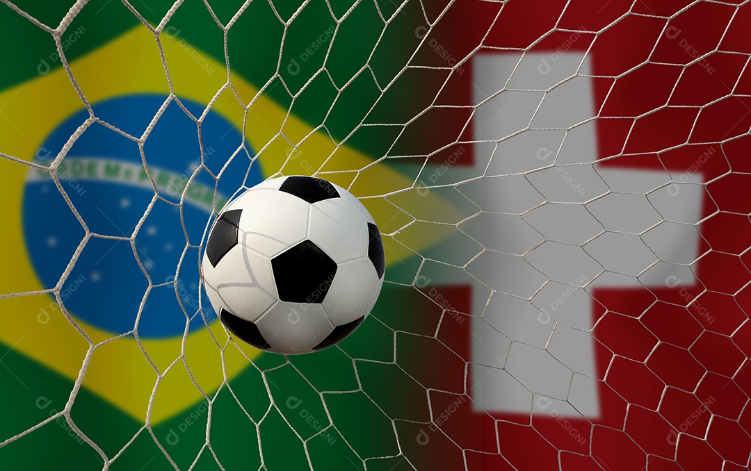 Competição da Copa de Futebol entre a nacional Brasil e a Suíça nacional.