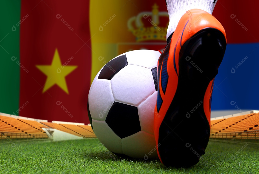 Competição da Copa de Futebol entre os Camarões nacionais e a Sérvia nacional.