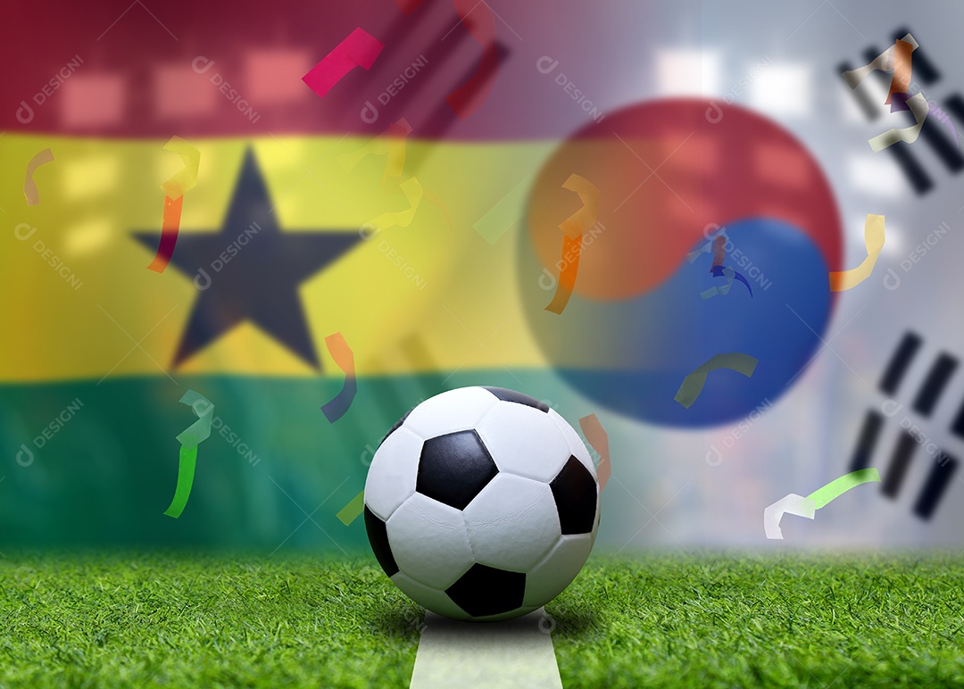 Competição da Copa de Futebol entre o Gana nacional e a Coreia do Sul nacional.