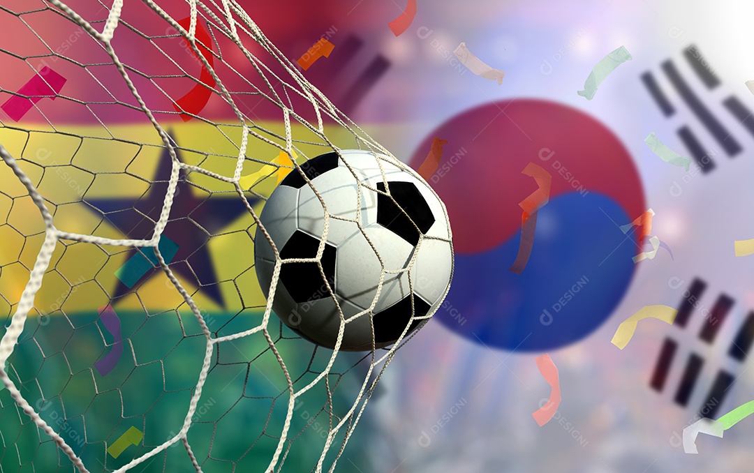 Competição da Copa de Futebol entre o Gana nacional e a Coreia do Sul nacional.