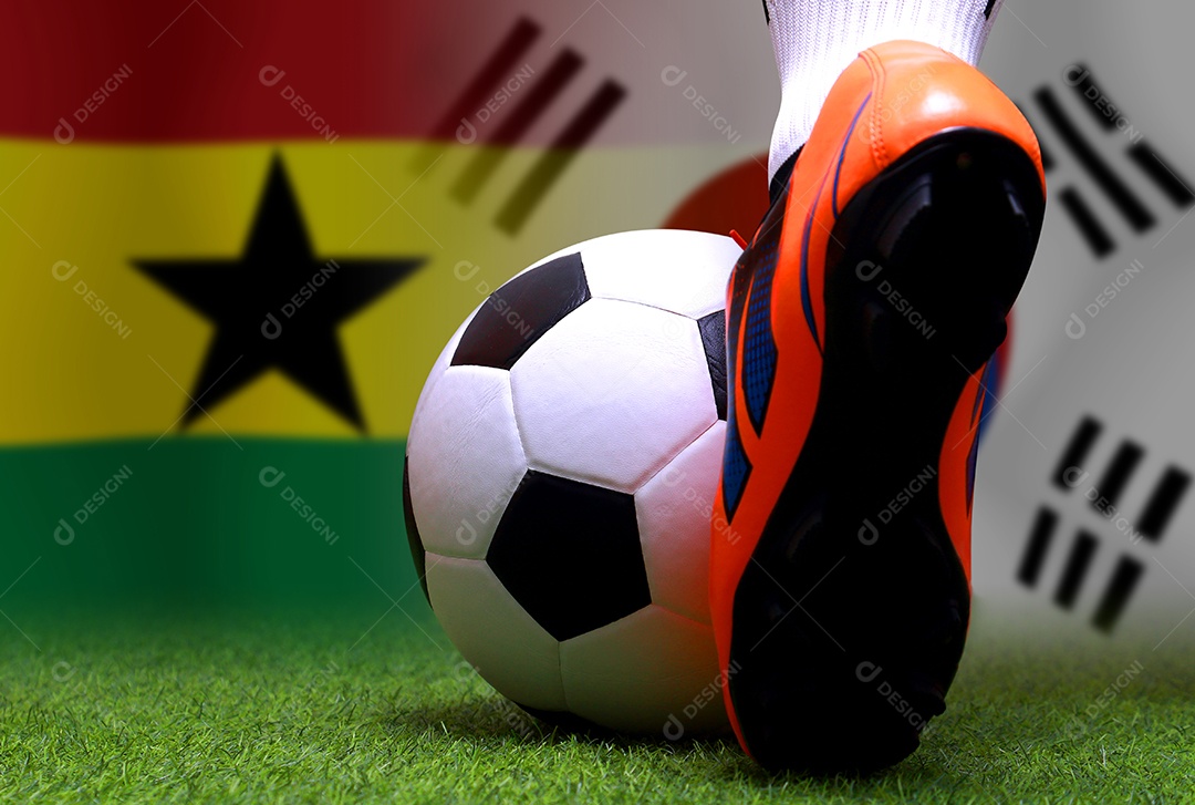 Competição da Copa de Futebol entre o Gana nacional e a Coreia do Sul nacional.