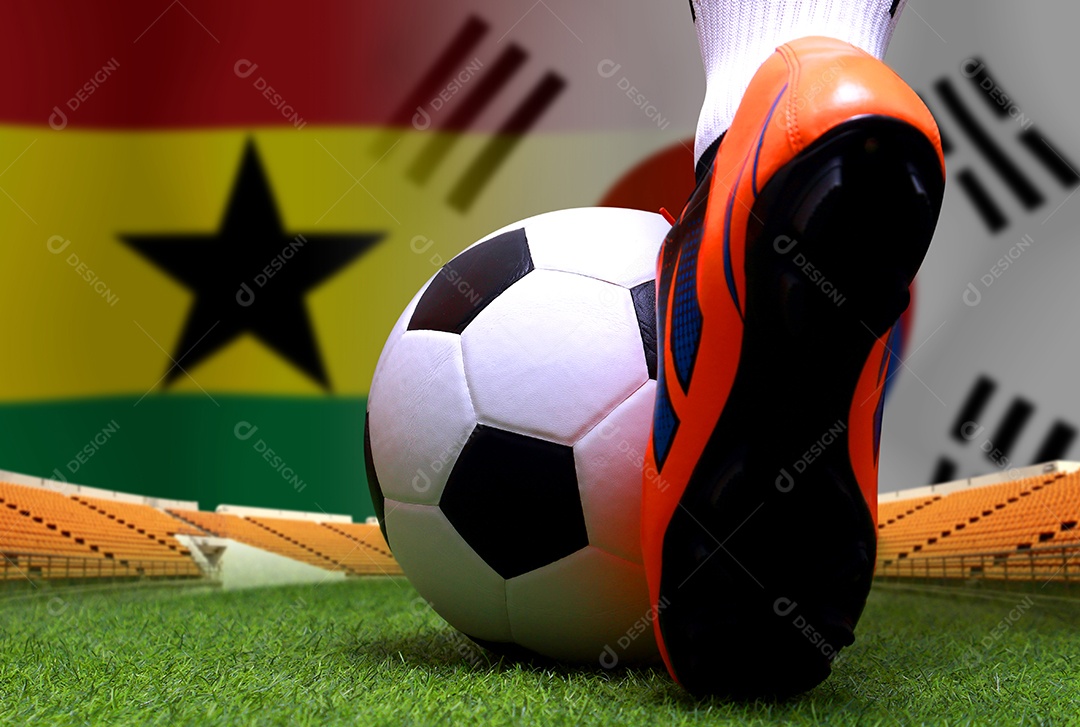 Competição da Copa de Futebol entre o Gana nacional e a Coreia do Sul nacional.