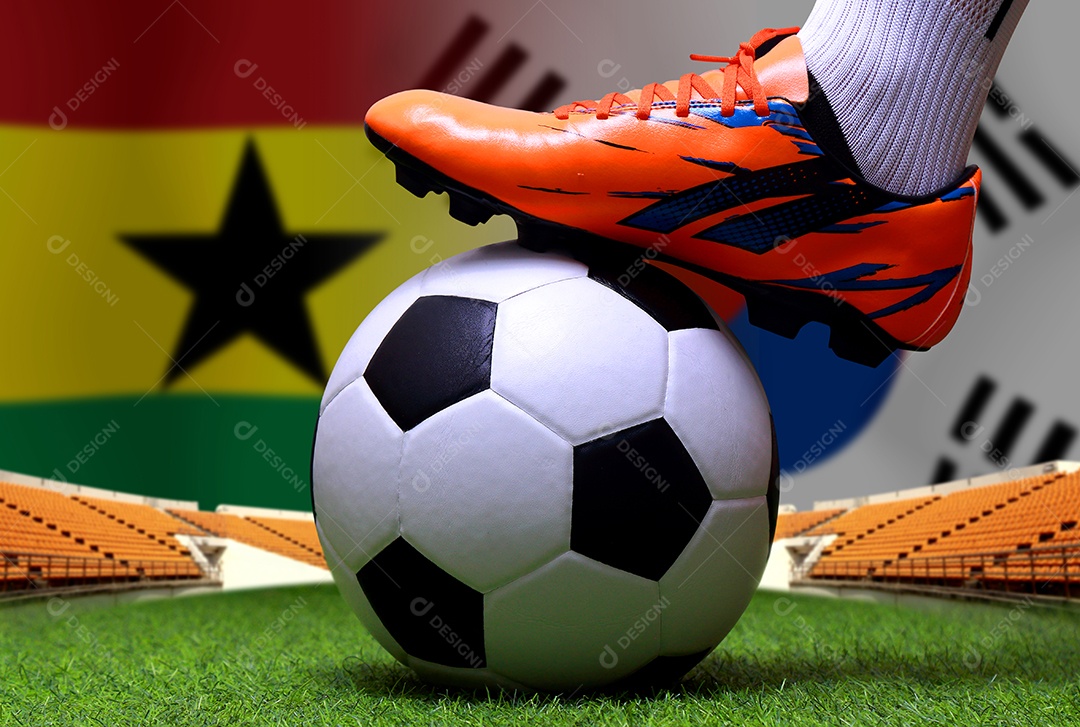 Competição da Copa de Futebol entre o Gana nacional e a Coreia do Sul nacional.