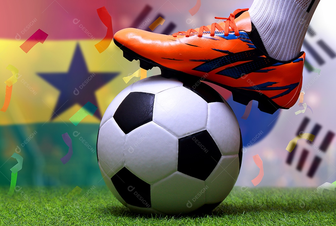 Competição da Copa de Futebol entre o Gana nacional e a Coreia do Sul nacional.