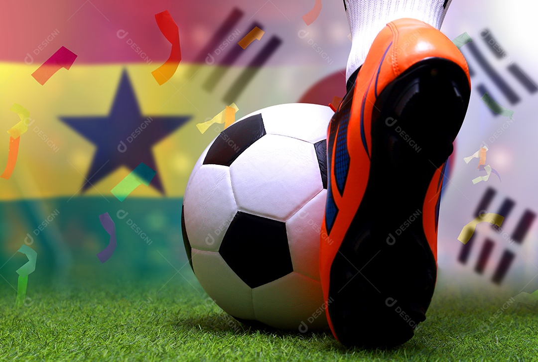 Competição da Copa de Futebol entre o Gana nacional e a Coreia do Sul nacional.