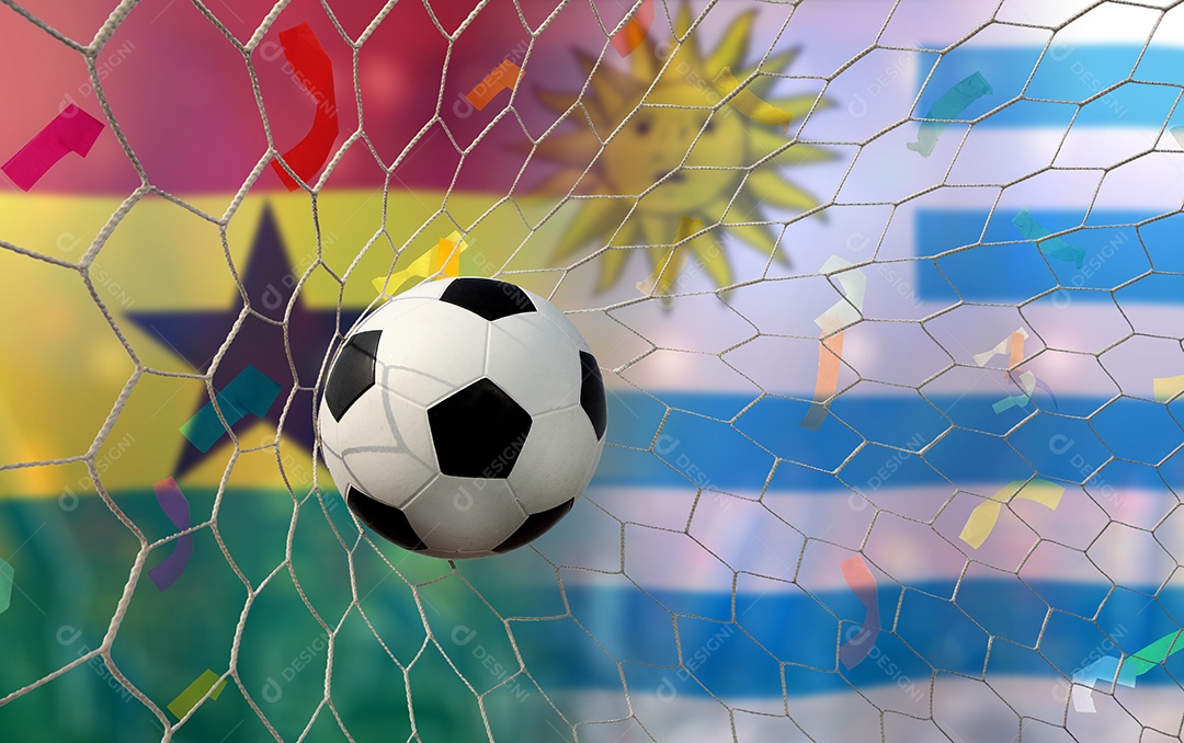 Competição da Copa de Futebol entre o Gana nacional e o Uruguai nacional.