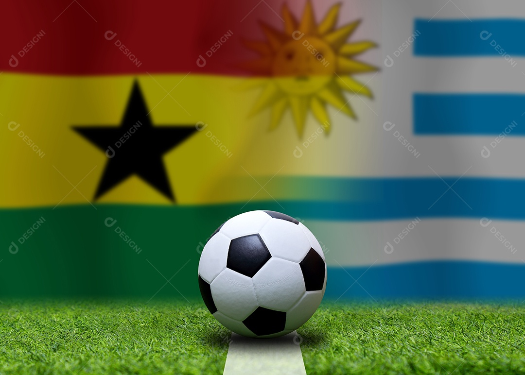Competição da Copa de Futebol entre o Gana nacional e o Uruguai nacional.