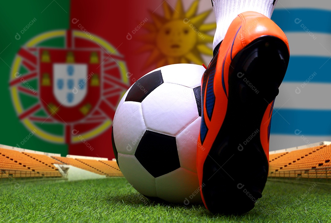 Competição da Taça de Futebol entre o nacional Português e o Uruguai nacional.