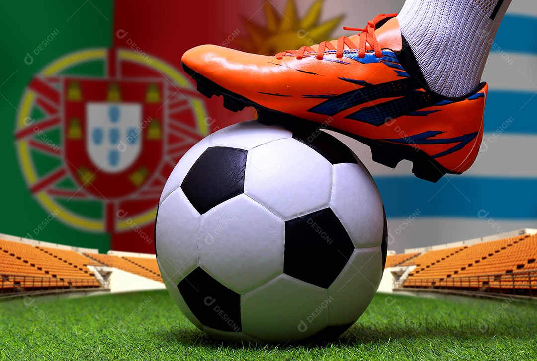 Competição da Taça de Futebol entre o nacional Português e o Uruguai nacional.