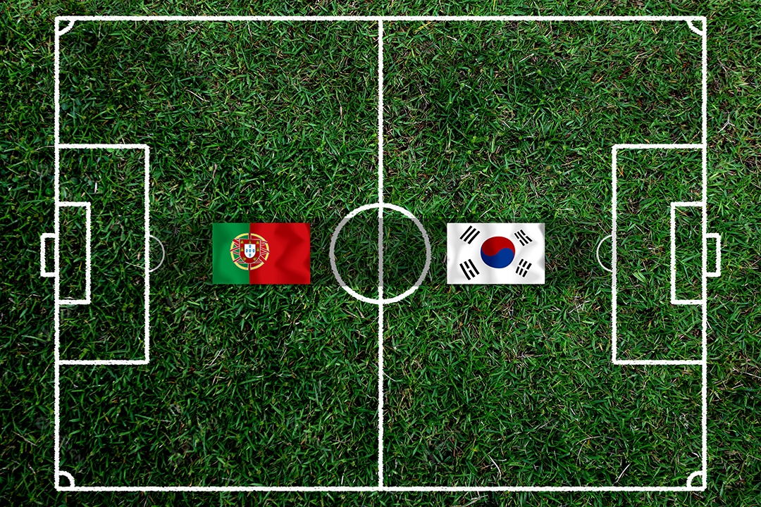 Competição da Taça de Futebol entre a nacional portuguesa e a nacional da Coreia do Sul.