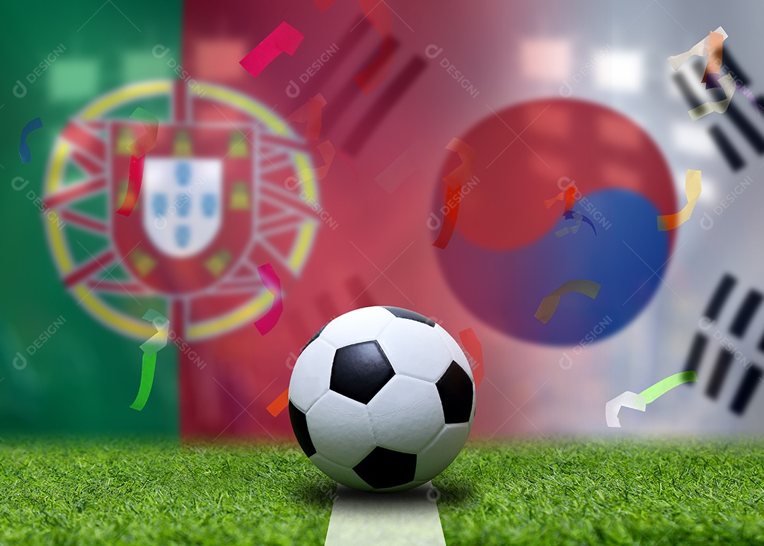 Competição da Taça de Futebol entre a nacional portuguesa e a nacional da Coreia do Sul.