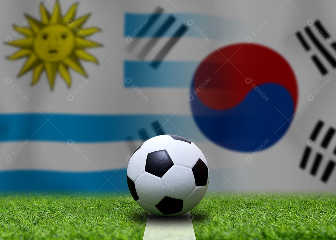 Competição da Copa de Futebol entre o Uruguai nacional e a Coreia do Sul nacional.