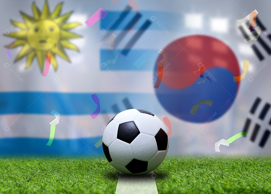 Competição da Copa de Futebol entre o Uruguai nacional e a Coreia do Sul nacional.